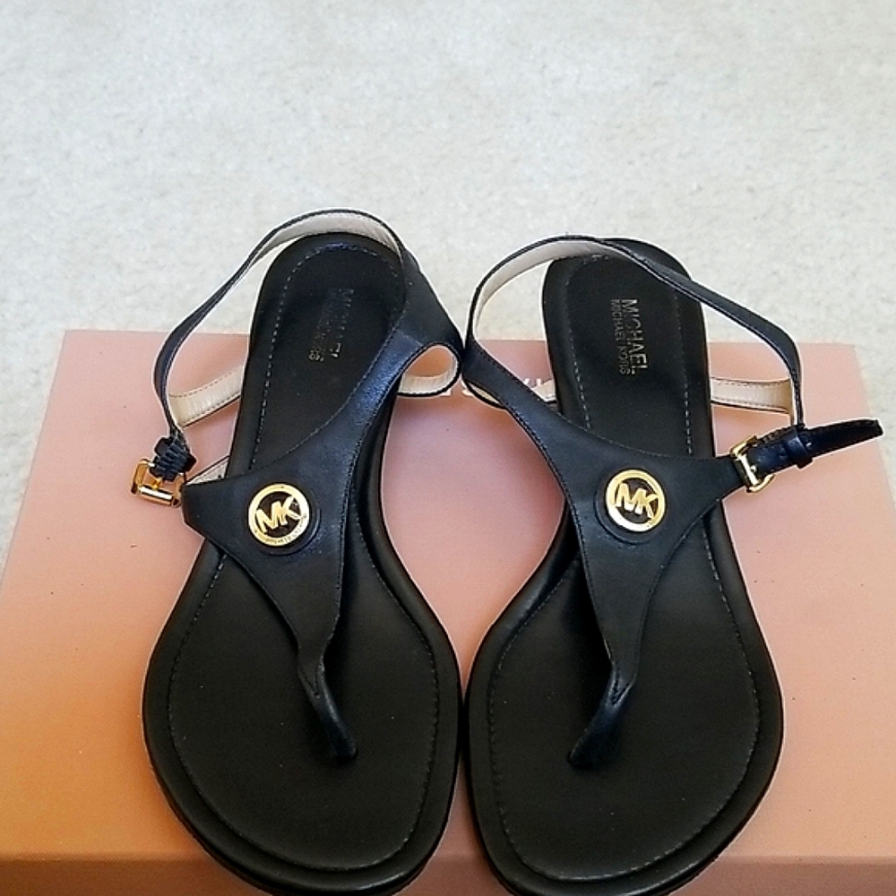 Michael Kors Black and Gold Sandals Like New Condition Size 8.5